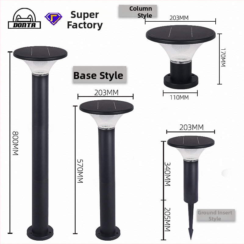 DONTA SG-2 vonkajšia solárna LED lampa na zem, hliník, IP65, 7W, 6–12 hodín prevádzky
