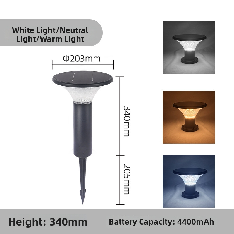 DONTA SG-2 vonkajšia solárna LED lampa na zem, hliník, IP65, 7W, 6–12 hodín prevádzky