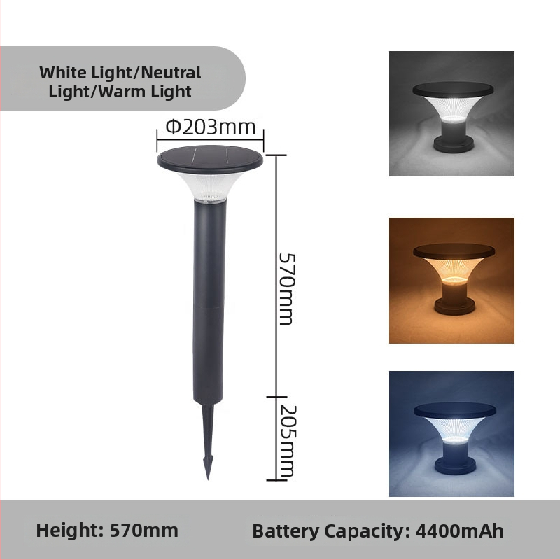 DONTA SG-2 vonkajšia solárna LED lampa na zem, hliník, IP65, 7W, 6–12 hodín prevádzky
