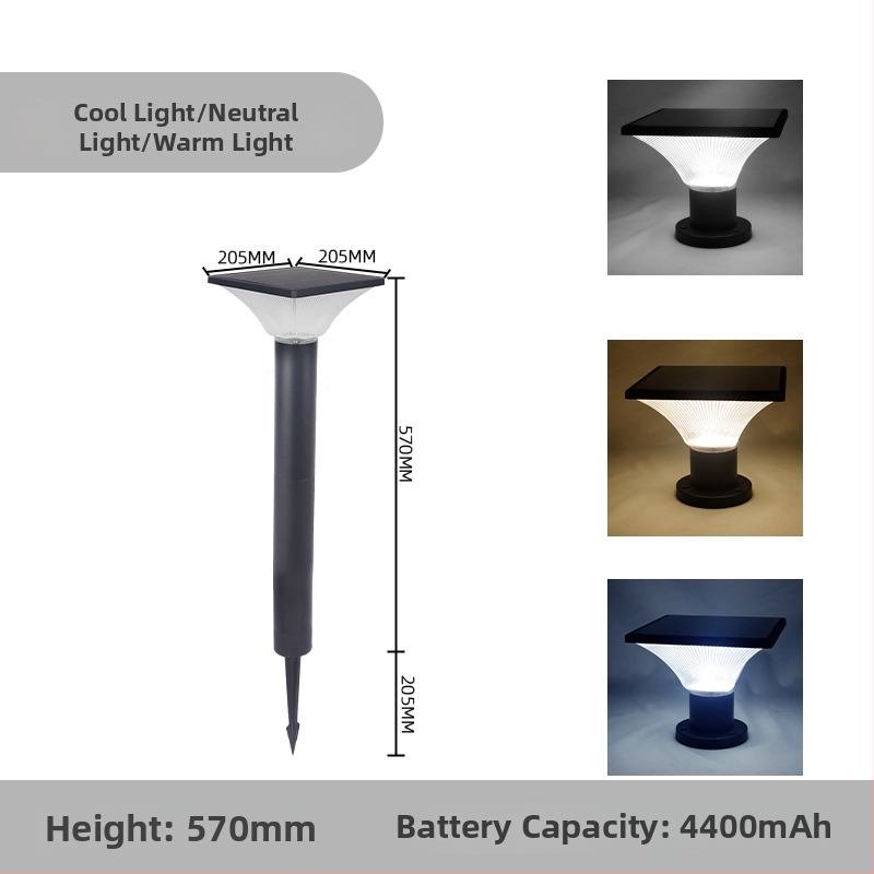 DONTA SG-2 vonkajšia solárna LED lampa na zem, hliník, IP65, 7W, 6–12 hodín prevádzky
