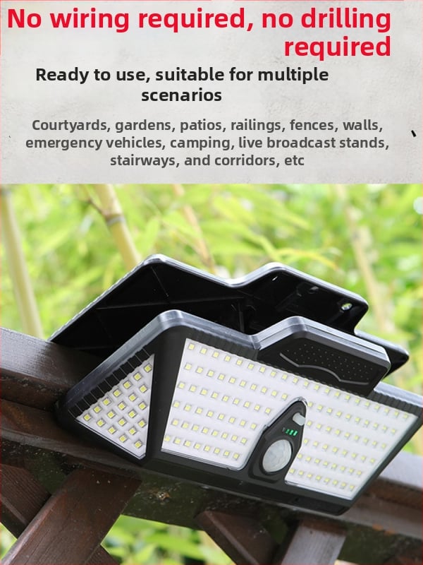 Solarna vanjska zidna svjetiljka s senzorom pokreta — model JZ-12; solarna energija; IP66 zaštita; 1W snaga