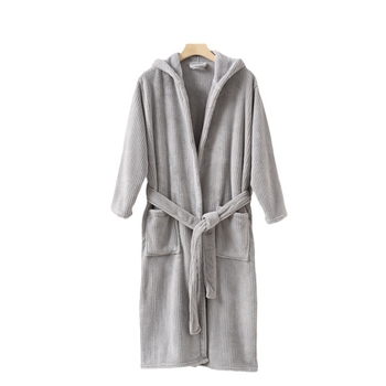 Csíkos kapucnis fürdőköpeny korall velúrból, 85% poliészter, uniszex, téli, pár számára