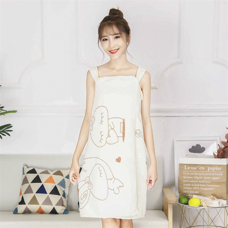 Γυναικεία ρόμπα μπάνιου με ιμάντες, πετσέτα για σπα/σαουνα, παχύτερο μαλακό ύφασμα από πολυεστερικές μικροϊνες, ανθεκτικό στις ίνες