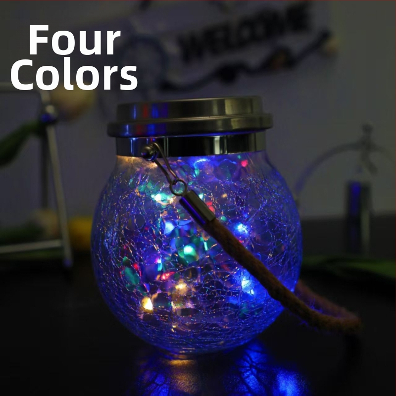 Viseća solarna lampa za krajolik s LED, IP65, za vanjsku baštu i dvorište, od napuklog stakla