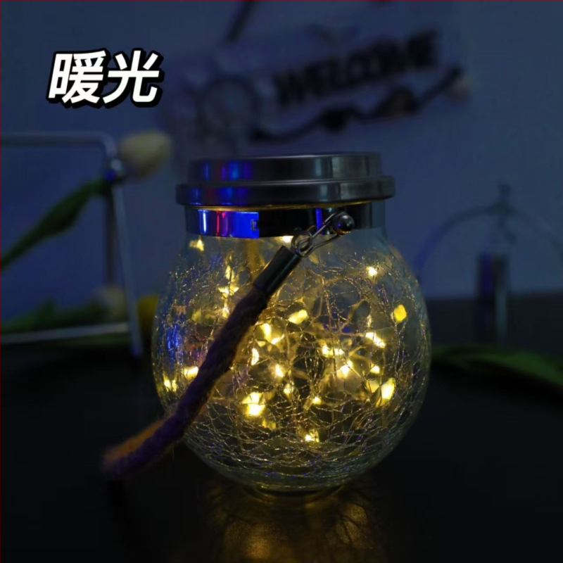 Viseća solarna lampa za krajolik s LED, IP65, za vanjsku baštu i dvorište, od napuklog stakla