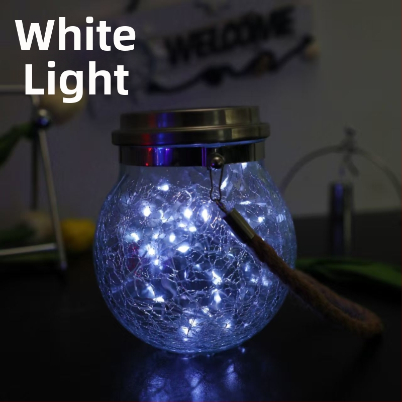 Viseća solarna lampa za krajolik s LED, IP65, za vanjsku baštu i dvorište, od napuklog stakla