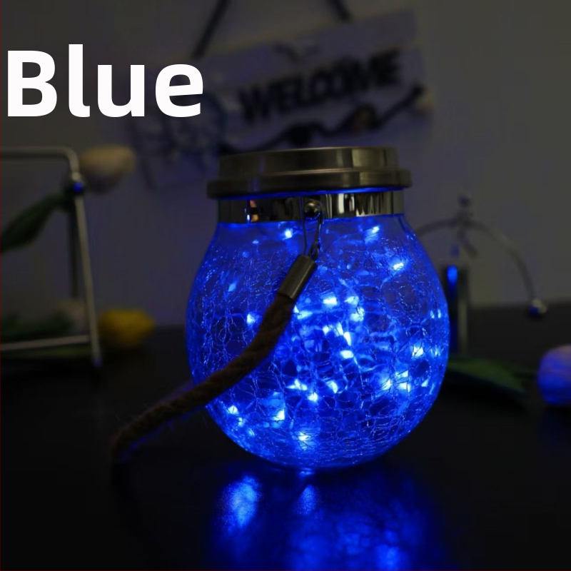 Viseća solarna lampa za krajolik s LED, IP65, za vanjsku baštu i dvorište, od napuklog stakla