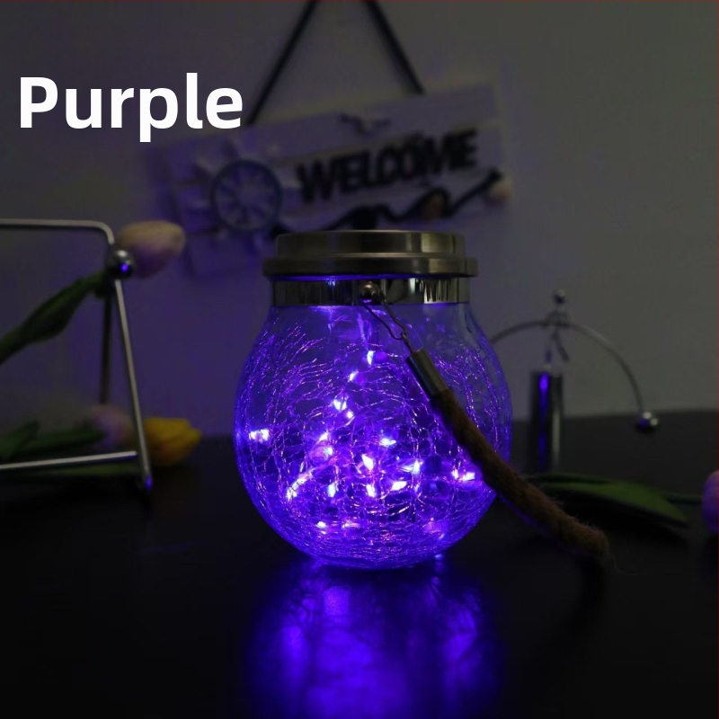 Viseća solarna lampa za krajolik s LED, IP65, za vanjsku baštu i dvorište, od napuklog stakla