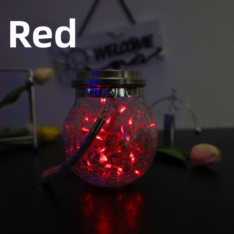 Viseća solarna lampa za krajolik s LED, IP65, za vanjsku baštu i dvorište, od napuklog stakla