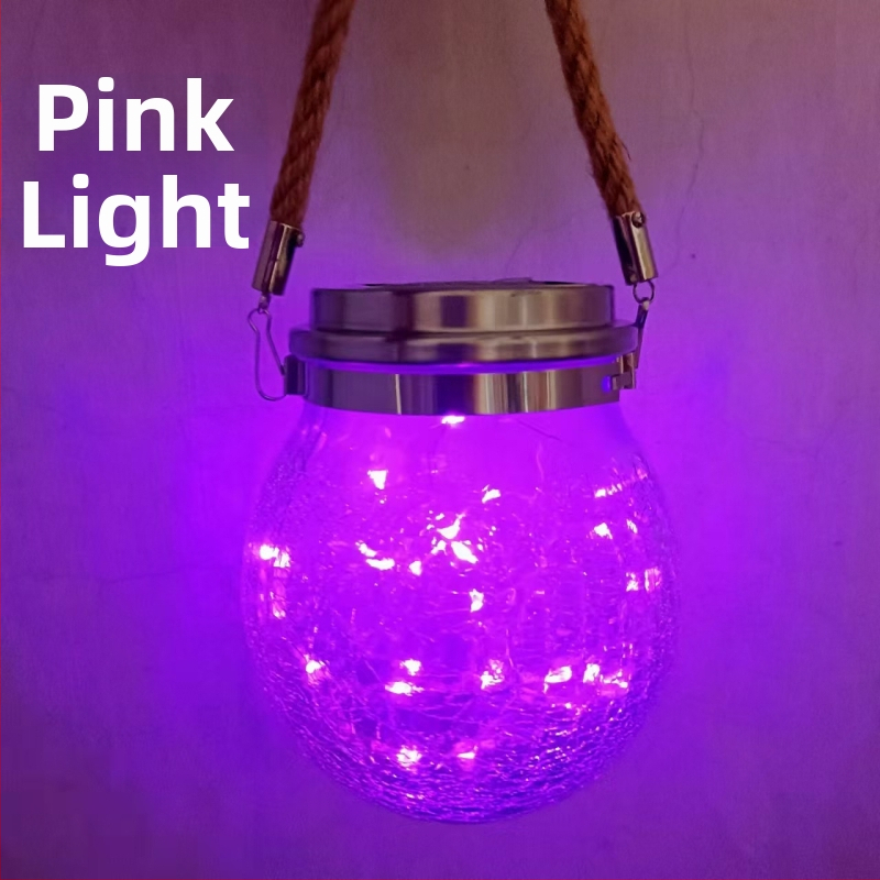 Viseća solarna lampa za krajolik s LED, IP65, za vanjsku baštu i dvorište, od napuklog stakla