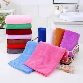 Хавлия за козметичен салон, суперфинно влакно, 90 г, бродиран лого, бързо попиване 5–10 сек, комплект от 10 броя