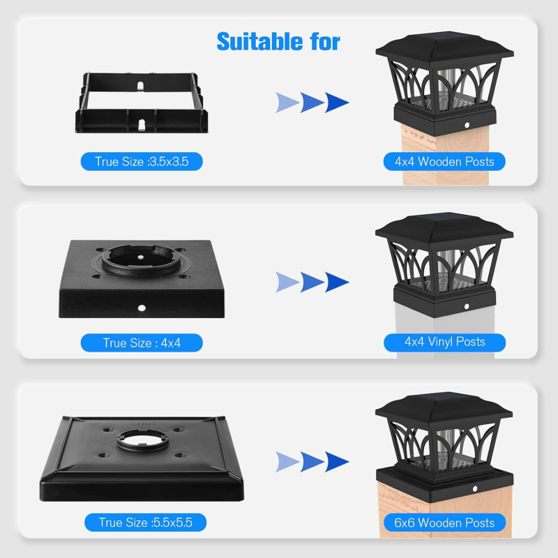 Solarna svjetiljka za stubove i ograde – LED s wolframom nitom, IPX4, 0,5W, 1,2V, 12–16h