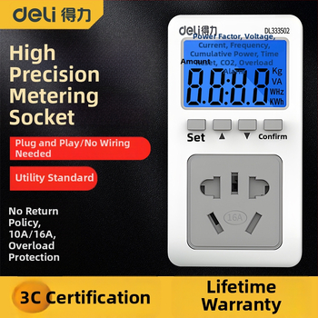 Effective DL333502 Energetický monitor pre zásuvku – merač spotreby elektriny s LCD displejom, 10A, 3C certifikovaný