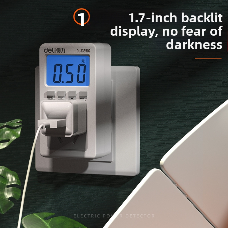 Effective DL333502 Energetický monitor pre zásuvku – merač spotreby elektriny s LCD displejom, 10A, 3C certifikovaný