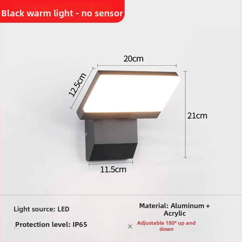 Externá vodotesná senzorová stenová lampa pre vily, dvory a záhrady - skladateľná a otáčavá, 220V, 36 LED, 990 lm, IP65, 3000-6500K