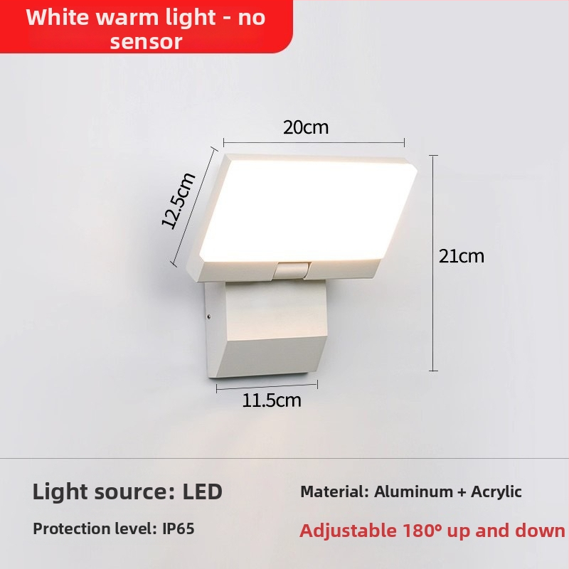 Externá vodotesná senzorová stenová lampa pre vily, dvory a záhrady - skladateľná a otáčavá, 220V, 36 LED, 990 lm, IP65, 3000-6500K