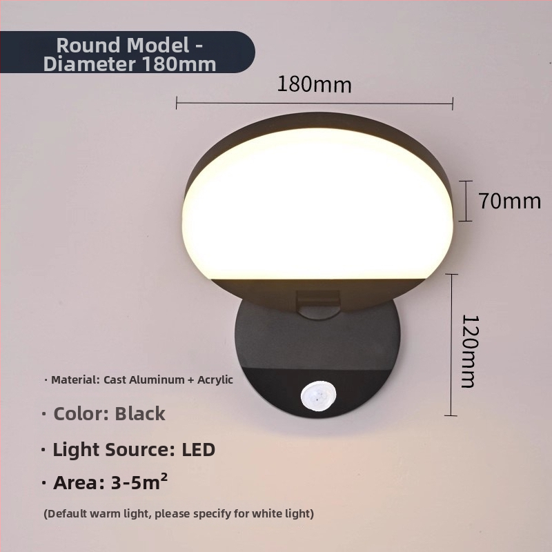 Externá vodotesná senzorová stenová lampa pre vily, dvory a záhrady - skladateľná a otáčavá, 220V, 36 LED, 990 lm, IP65, 3000-6500K