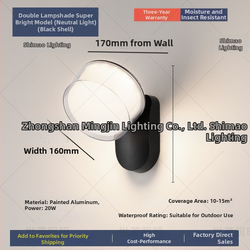 LED vonkajšia stenová lampa so senzorom, vodotesná, hliníkové puzdro (220V, 120 lm, 3000K, 60°, IP54)