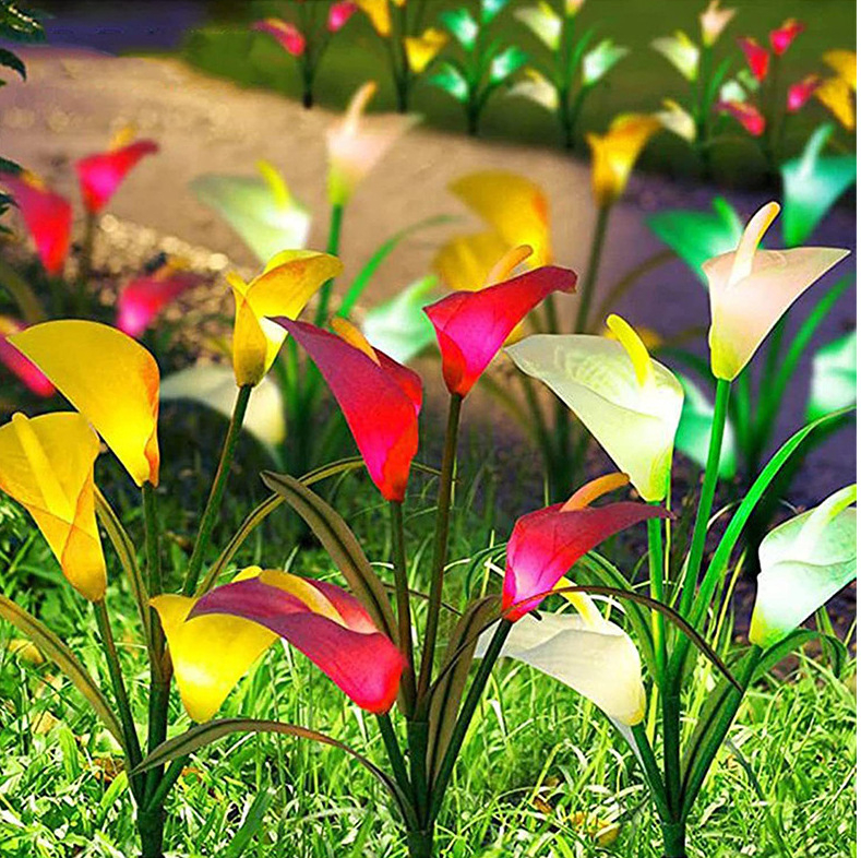 Vanjska vodootporna solarna rasvjeta u obliku biljke, model YD-007; materijal: nehrđajući čelik + PC cijev + ABS plastika; trajanje osvjetljenja: 6–12 sati