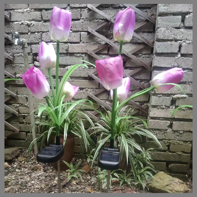 Vanjska vodootporna solarna rasvjeta u obliku biljke, model YD-007; materijal: nehrđajući čelik + PC cijev + ABS plastika; trajanje osvjetljenja: 6–12 sati