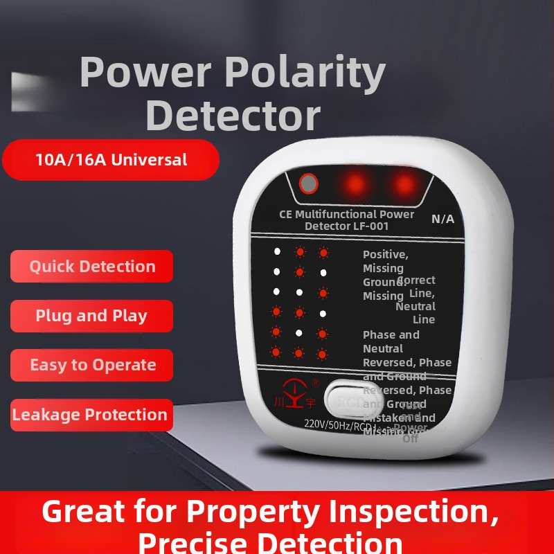 Fázový detektor a tester zásuvky Kawashu LF-001 (Fázový detektor; Tester zásuvky; Polarita; Úniky; Uzemnenie)
