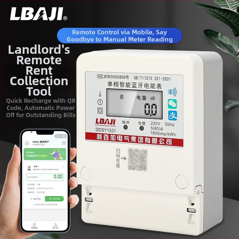 Contor inteligent monofazat Bluetooth pentru curent, cu conectivitate 4G și plată prin scanare QR de pe mobil, pentru locuințe închiriate