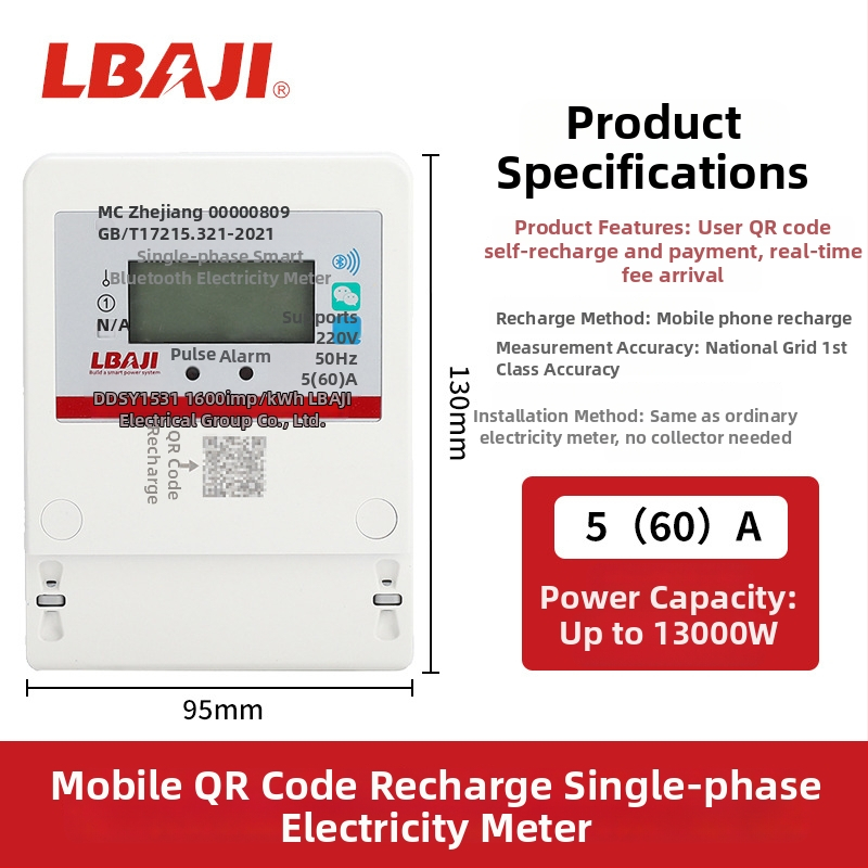 Contor inteligent monofazat Bluetooth pentru curent, cu conectivitate 4G și plată prin scanare QR de pe mobil, pentru locuințe închiriate