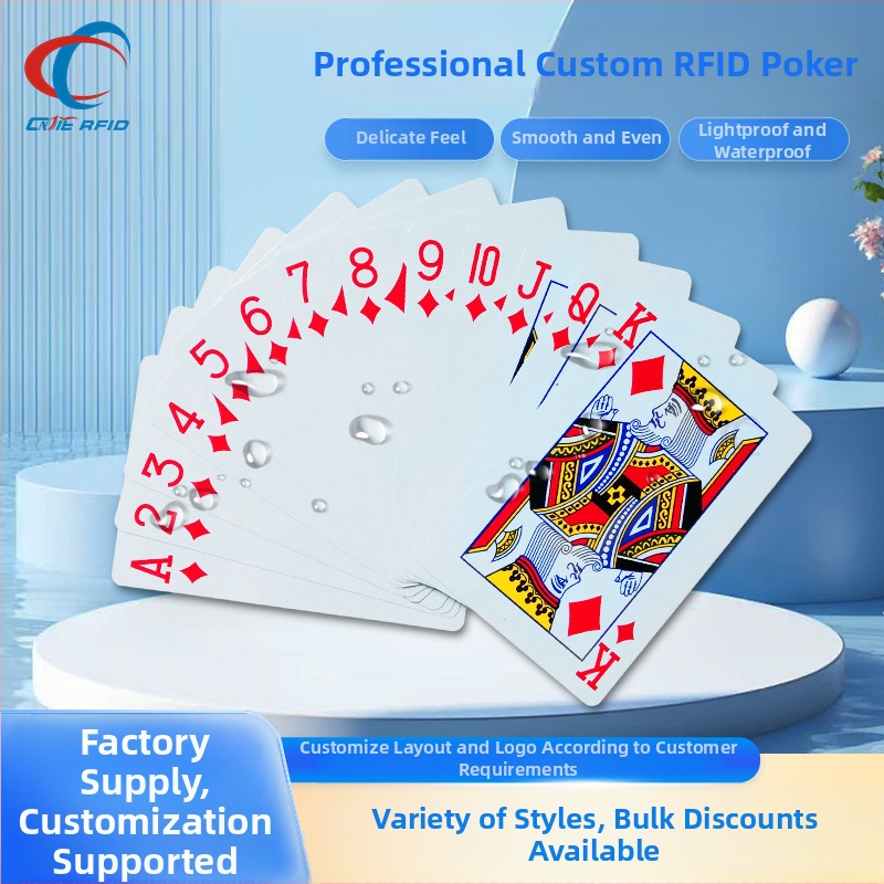 RFID EV1 / ICODE SLIX NFC poker karta tag – PVC, 8k pamäť, HF, dosah 3–25 cm, 100000 cyklov čítania/zápisu