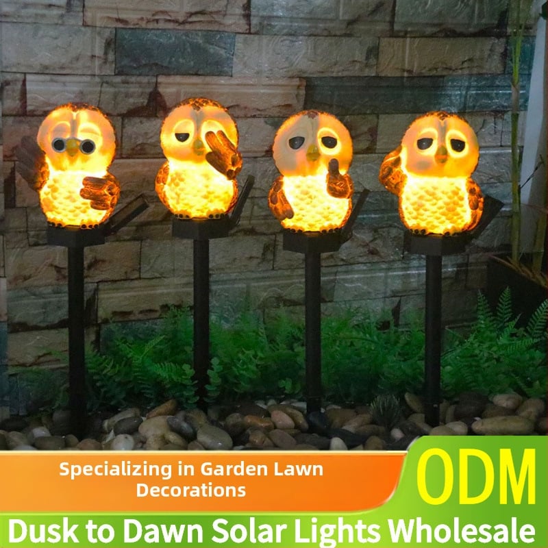 Solarna lampica za travnjak u obliku sove – zemna ugrađena, smola, IP44, 0,1 W, 6–12 sati rada