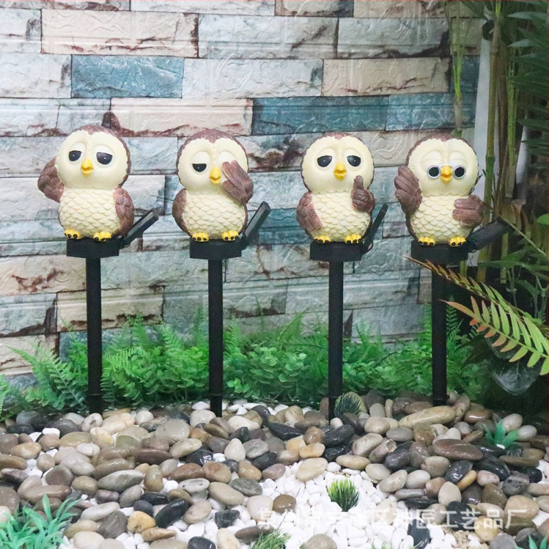 Solarna lampica za travnjak u obliku sove – zemna ugrađena, smola, IP44, 0,1 W, 6–12 sati rada