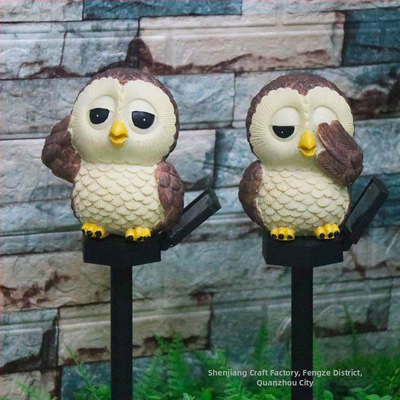 Solarna lampica za travnjak u obliku sove – zemna ugrađena, smola, IP44, 0,1 W, 6–12 sati rada