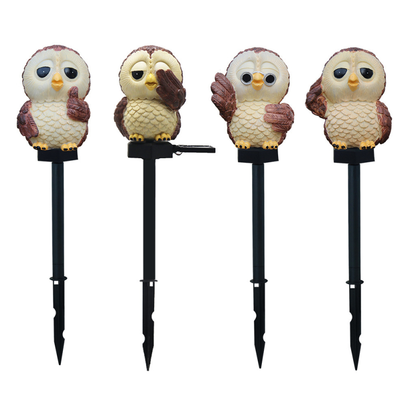 Solarna lampica za travnjak u obliku sove – zemna ugrađena, smola, IP44, 0,1 W, 6–12 sati rada