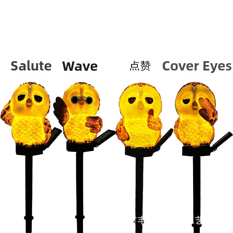 Solarna lampica za travnjak u obliku sove – zemna ugrađena, smola, IP44, 0,1 W, 6–12 sati rada