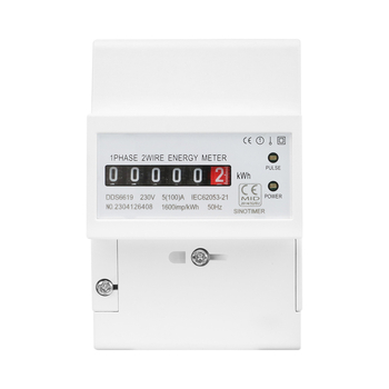 Contor de energie monofazat montat pe șină DDS6619-025, 100 A, 220/230 V, 1600 imp/kWh