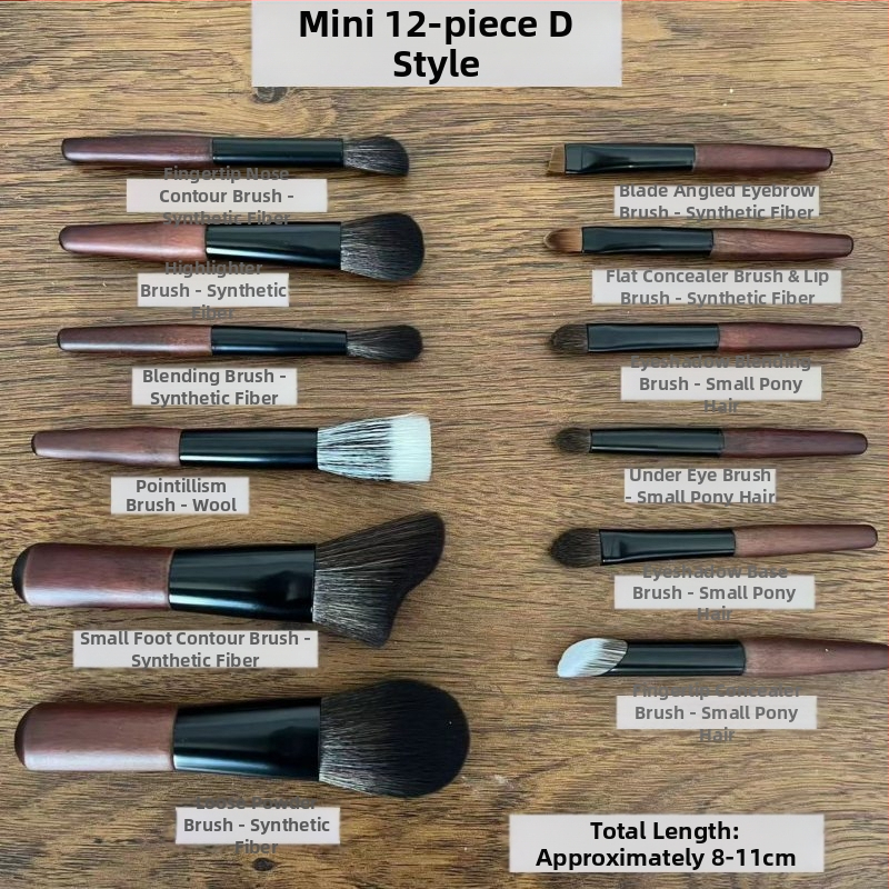 5 dostupnih opcija: Mini set od 12 kistića za šminku za putovanja, kompaktan dizajn za početnike – sjenilo za oči i puder u prahu