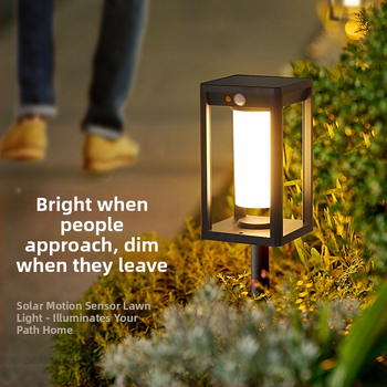 Solarna vanjska vodootporna rasvjeta za stubove kolone sa senzorom pokreta – model TC-283, materijal: aluminij ABS, IP65, snaga ispod 5W, trajanje 12–16 sati