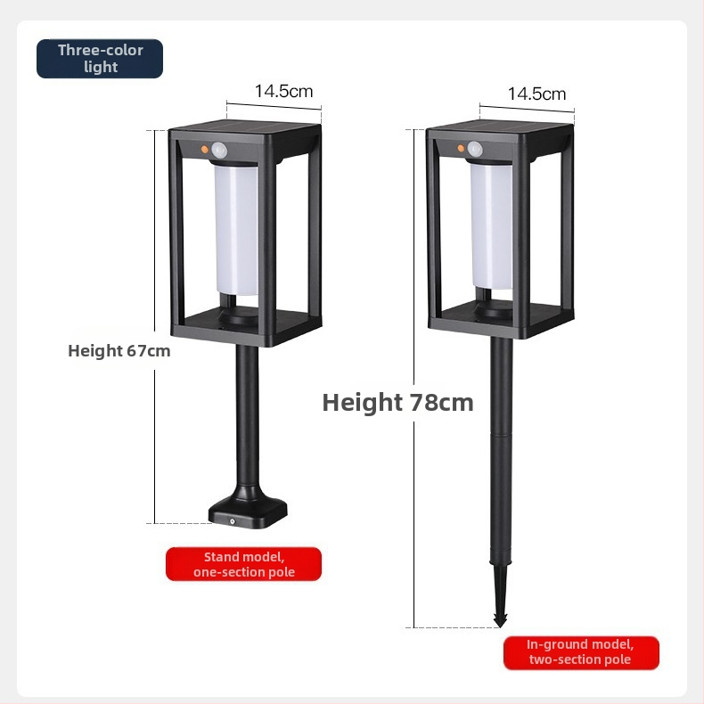 Solarna vanjska vodootporna rasvjeta za stubove kolone sa senzorom pokreta – model TC-283, materijal: aluminij ABS, IP65, snaga ispod 5W, trajanje 12–16 sati