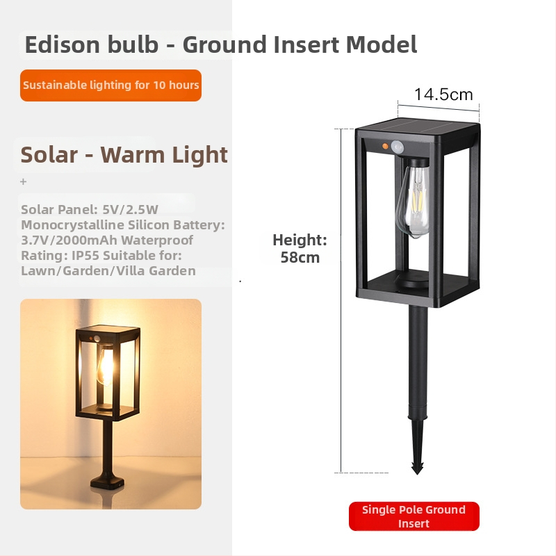 Solarna vanjska vodootporna rasvjeta za stubove kolone sa senzorom pokreta – model TC-283, materijal: aluminij ABS, IP65, snaga ispod 5W, trajanje 12–16 sati