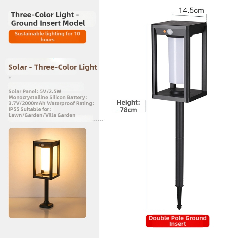 Solarna vanjska vodootporna rasvjeta za stubove kolone sa senzorom pokreta – model TC-283, materijal: aluminij ABS, IP65, snaga ispod 5W, trajanje 12–16 sati