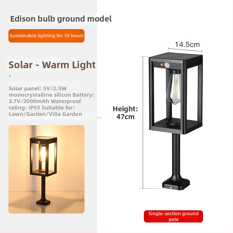 Solarna vanjska vodootporna rasvjeta za stubove kolone sa senzorom pokreta – model TC-283, materijal: aluminij ABS, IP65, snaga ispod 5W, trajanje 12–16 sati