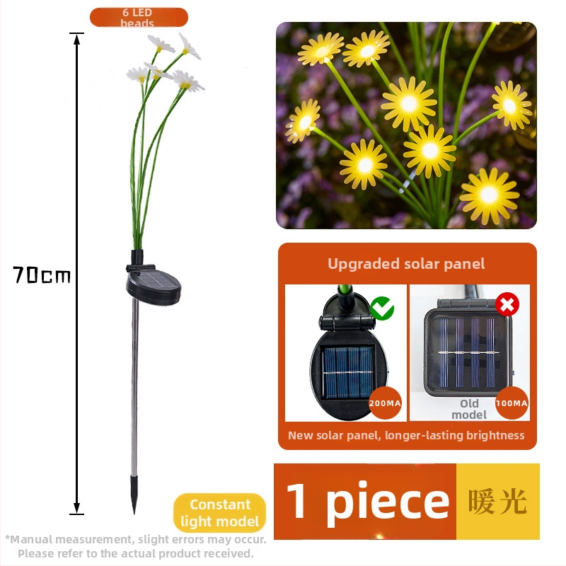 Daisy ground lamp – solárne vonkajšie osvetlenie dvora, tvar rastliny, nerezová oceľ, IP65, 3W, 6–12 h svietenia