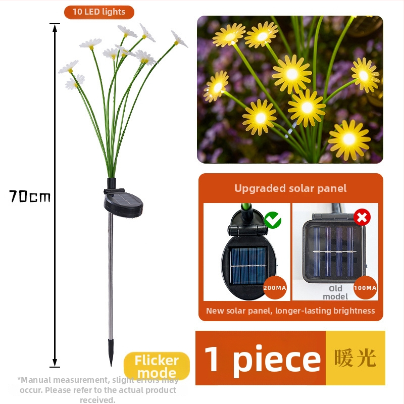 Daisy ground lamp – solárne vonkajšie osvetlenie dvora, tvar rastliny, nerezová oceľ, IP65, 3W, 6–12 h svietenia