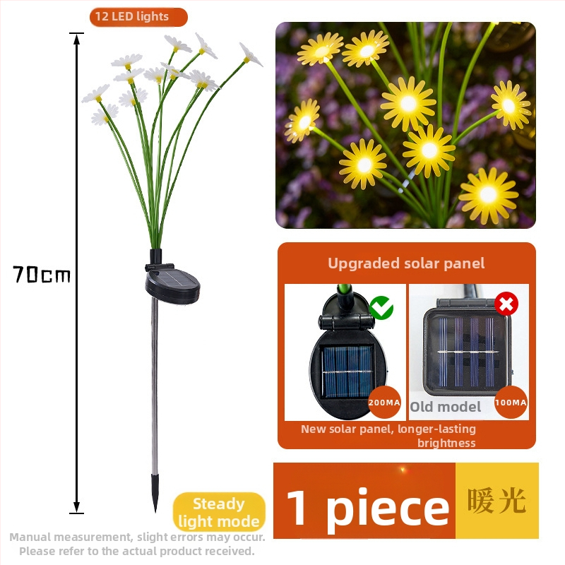 Daisy ground lamp – solárne vonkajšie osvetlenie dvora, tvar rastliny, nerezová oceľ, IP65, 3W, 6–12 h svietenia