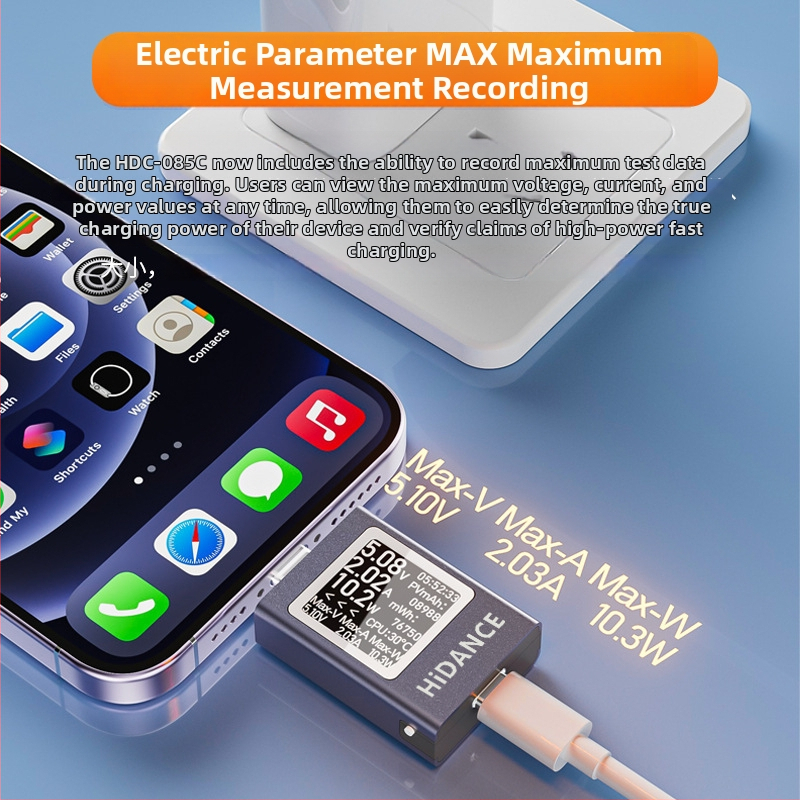 Type-C interfész, többfunkciós teljesítménymérő, tartomány 50V/12A, DC áram és feszültség mérése