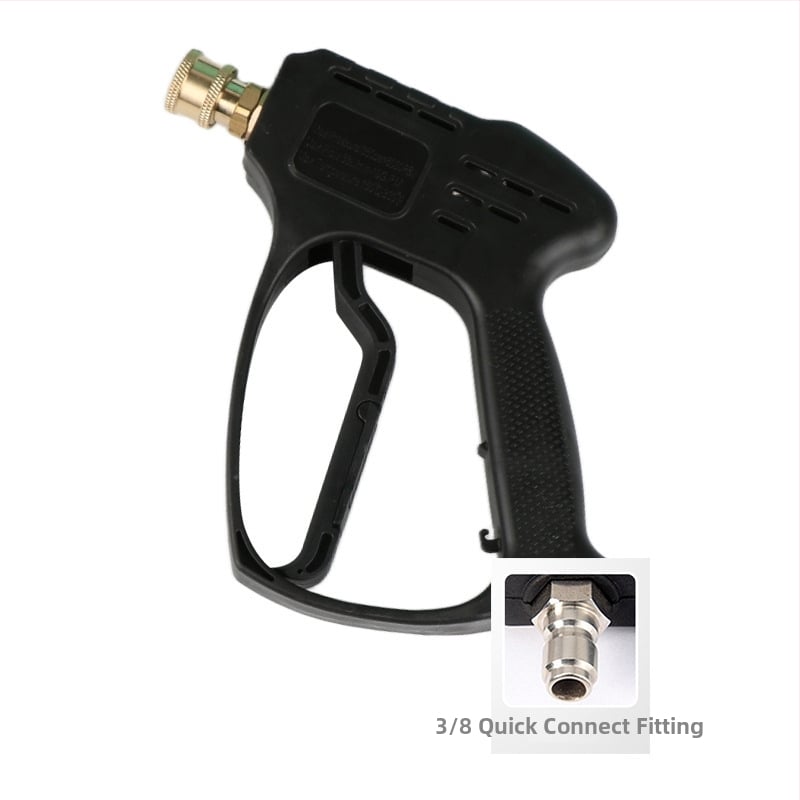 Κεφαλή πιστόλι υψηλής πίεσης για πλύσιμο αυτοκινήτων – σώμα από πλαστικό; σύνδεση από χαλκό; ακροφύσιο από κράμα; λαβή τύπου δαχτύλου; τύπος ψεκασμού: φυσητή/ροή νερού