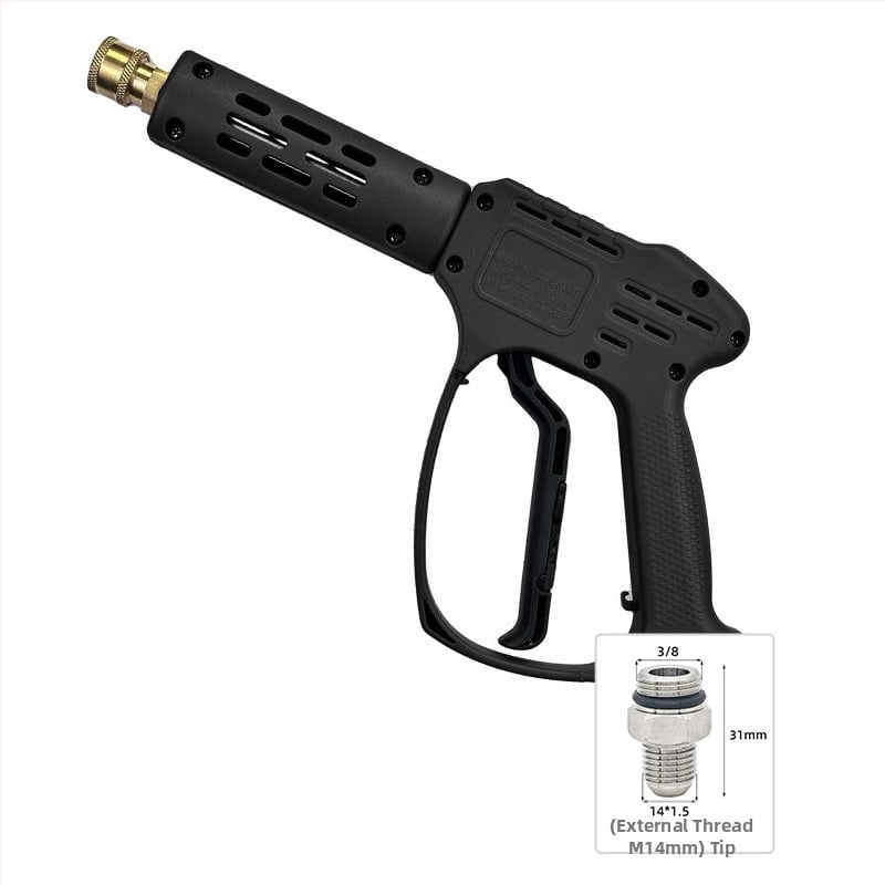 Κεφαλή πιστόλι υψηλής πίεσης για πλύσιμο αυτοκινήτων – σώμα από πλαστικό; σύνδεση από χαλκό; ακροφύσιο από κράμα; λαβή τύπου δαχτύλου; τύπος ψεκασμού: φυσητή/ροή νερού