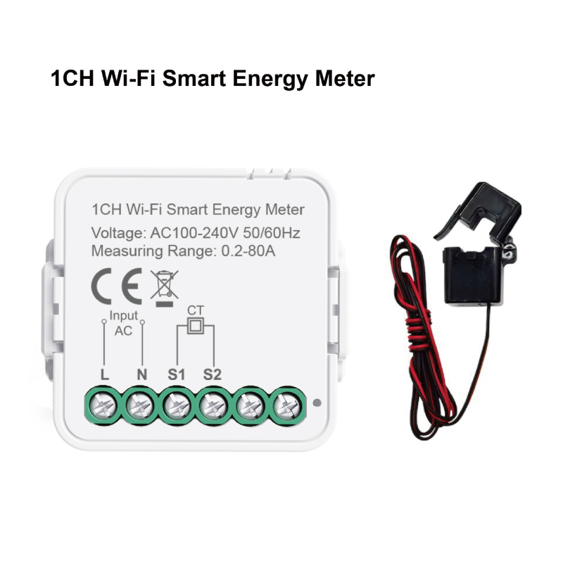 Интелигентен прекъсвач за електромер — 100–240V AC, 80A, огнеупорен PC панел, месингова платка, живот ≥10 000 цикъла