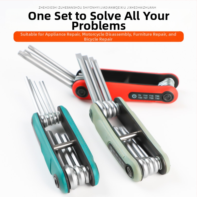 Zložený set imbusových kľúčov s vnútorným šesťuholníkom z chrom-vanádiovej ocele