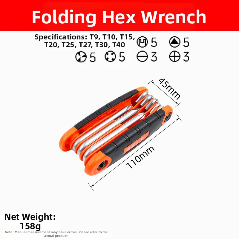 Zložený set imbusových kľúčov s vnútorným šesťuholníkom z chrom-vanádiovej ocele