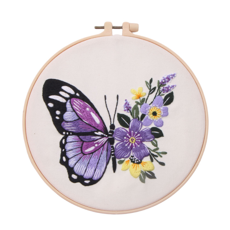 Pillangó hímzőkészlet pamut anyaggal, kézzel készített, személyre szabható, modern minimalista stílusban, nappalira, hálószobára, étkezőre, gyerekszobára és kereskedelmi terek számára.